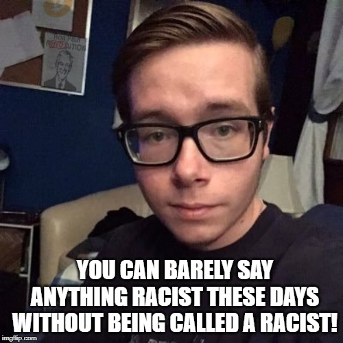 YOU CAN BARELY SAY ANYTHING RACIST THESE DAYS WITHOUT BEING CALLED A RACIST! | image tagged in nikolas lemini | made w/ Imgflip meme maker