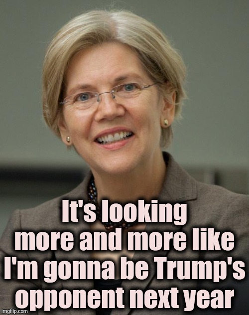 Elizabeth Warren | It's looking more and more like I'm gonna be Trump's opponent next year | image tagged in elizabeth warren | made w/ Imgflip meme maker