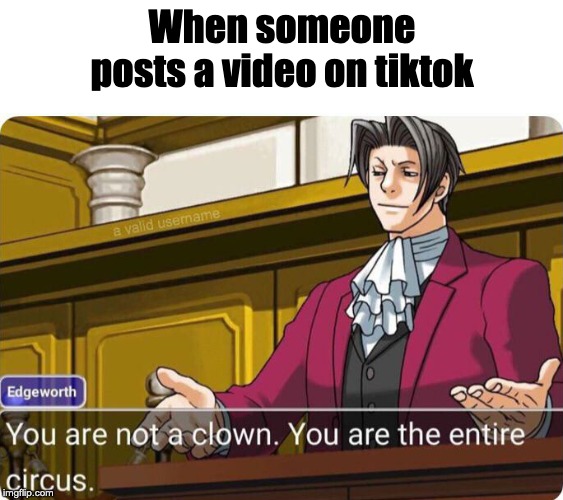 You are not a clown. You are the entire circus. | When someone posts a video on tiktok | image tagged in you are not a clown you are the entire circus | made w/ Imgflip meme maker