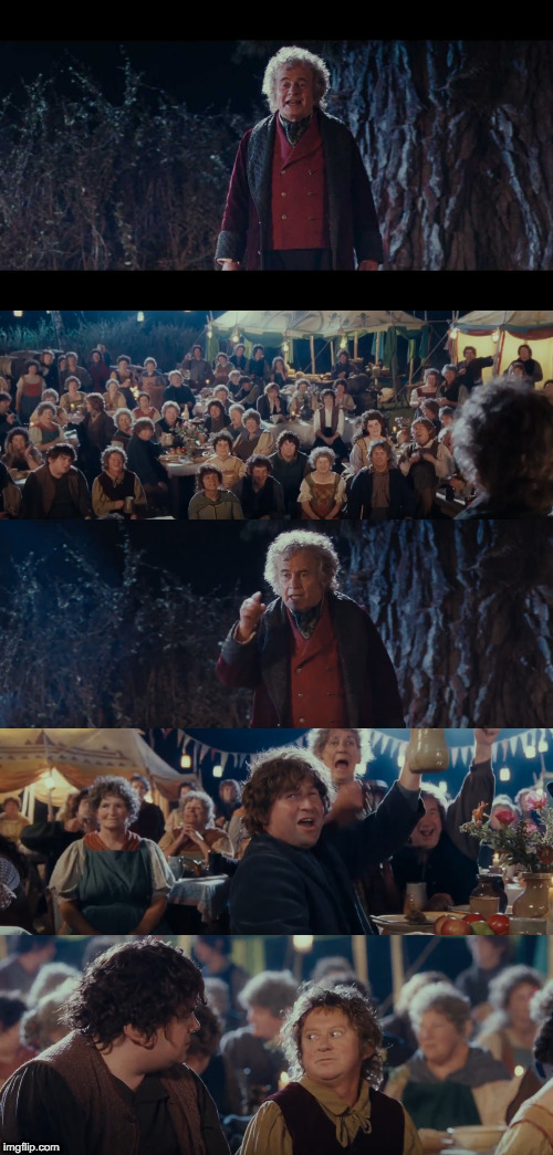Bilbo Speech | image tagged in speech,bilbo,baggins,bilbo baggins,awkward | made w/ Imgflip meme maker