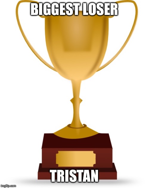 Blank Trophy | BIGGEST LOSER; TRISTAN | image tagged in blank trophy | made w/ Imgflip meme maker