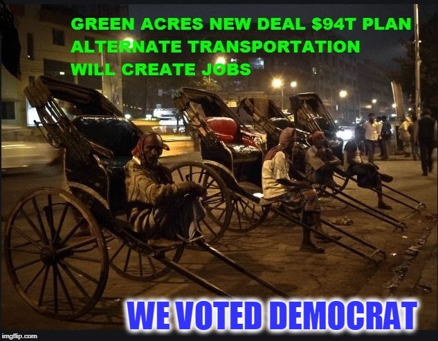 Green New Deal 94T Scam | WE VOTED DEMOCRAT | image tagged in democratic party,republican party | made w/ Imgflip meme maker