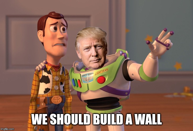 TRUMP LIGHTYEAR | WE SHOULD BUILD A WALL | image tagged in memes,x x everywhere | made w/ Imgflip meme maker