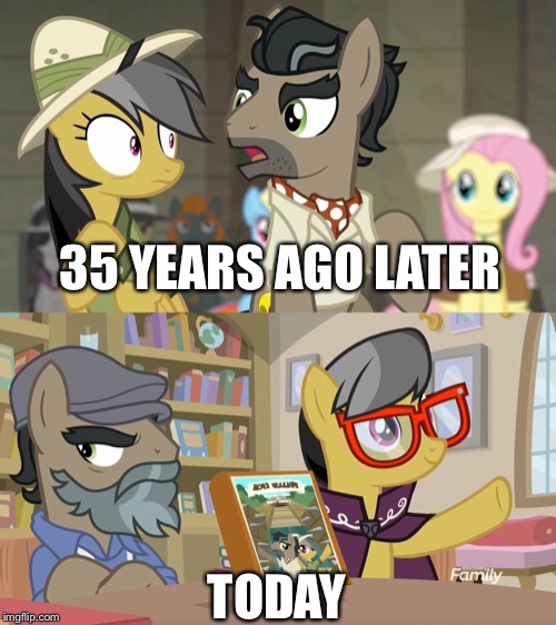 MLP fim where are they now? Parody | 35 YEARS AGO LATER; TODAY | image tagged in mlp fim,fluttershy,past,today | made w/ Imgflip meme maker