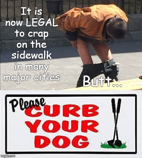 OH! Crap! | It is now LEGAL to crap on the sidewalk in many major cities; Butt... | image tagged in crap | made w/ Imgflip meme maker