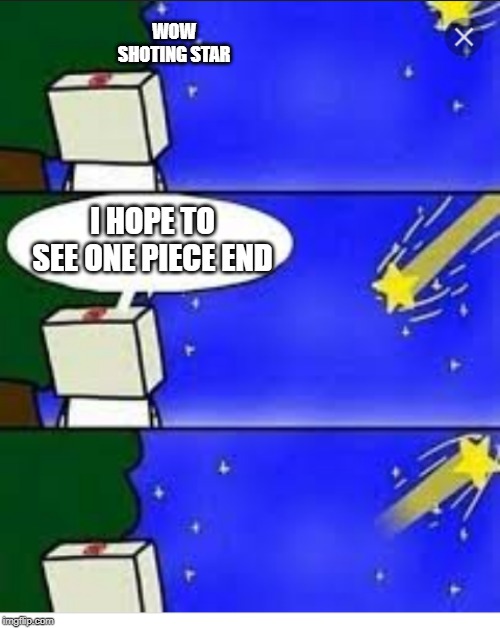 anime meme | WOW SHOTING STAR; I HOPE TO SEE ONE PIECE END | image tagged in anime,fun,one piece | made w/ Imgflip meme maker