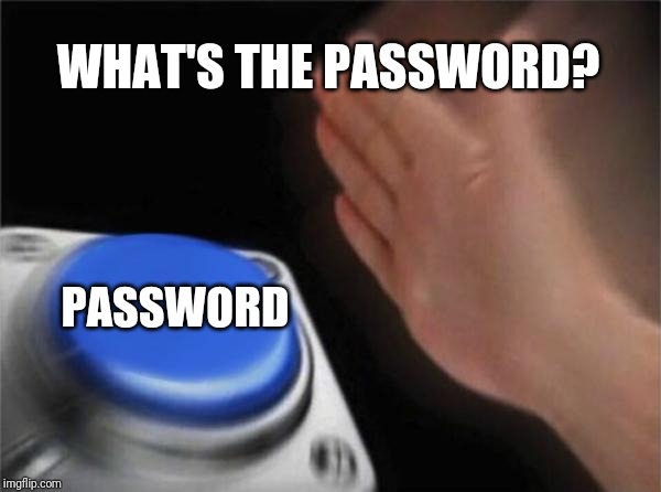 Blank Nut Button | WHAT'S THE PASSWORD? PASSWORD | image tagged in memes,blank nut button | made w/ Imgflip meme maker