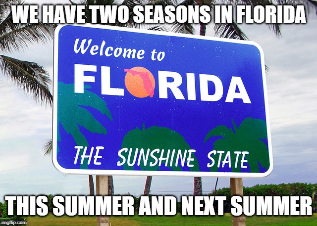 Florida | WE HAVE TWO SEASONS IN FLORIDA; THIS SUMMER AND NEXT SUMMER | image tagged in florida | made w/ Imgflip meme maker