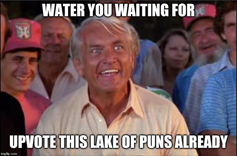 Well we're waiting | WATER YOU WAITING FOR UPVOTE THIS LAKE OF PUNS ALREADY | image tagged in well we're waiting | made w/ Imgflip meme maker