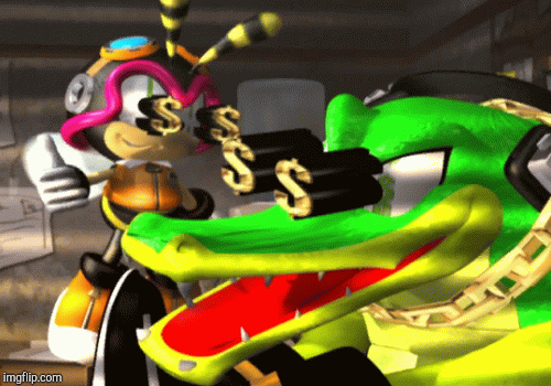 Chaotix Money! | image tagged in gifs,sonic the hedgehog | made w/ Imgflip images-to-gif maker