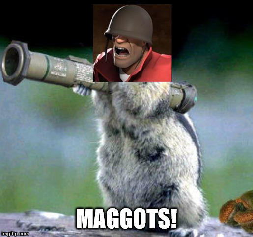Bazooka Squirrel Meme | MAGGOTS! | image tagged in memes,bazooka squirrel | made w/ Imgflip meme maker