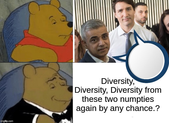 Diversity, Diversity, Diversity from these two numpties again by any chance.? | image tagged in justin trudeau,sadiq khan,london,the great awakening,marxism,parliament | made w/ Imgflip meme maker