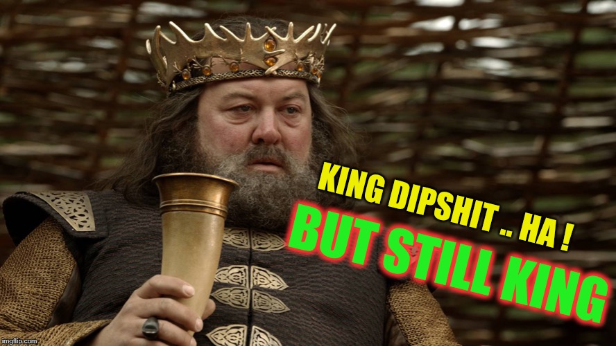 King Robert Baratheon | KING DIPSHIT .. HA ! BUT STILL KING | image tagged in king robert baratheon | made w/ Imgflip meme maker