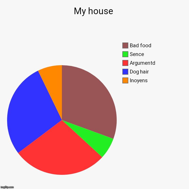 My house | Inoyens, Dog hair, Argumentd, Sence, Bad food | image tagged in charts,pie charts | made w/ Imgflip chart maker