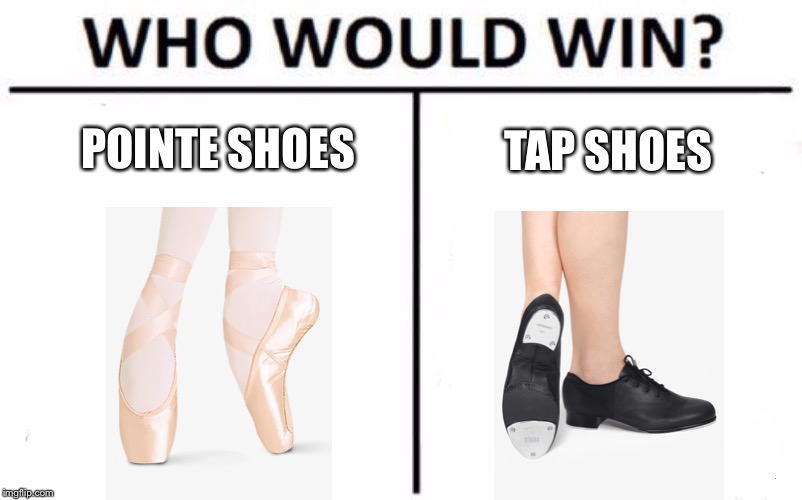 Who Would Win? | POINTE SHOES; TAP SHOES | image tagged in memes,who would win | made w/ Imgflip meme maker