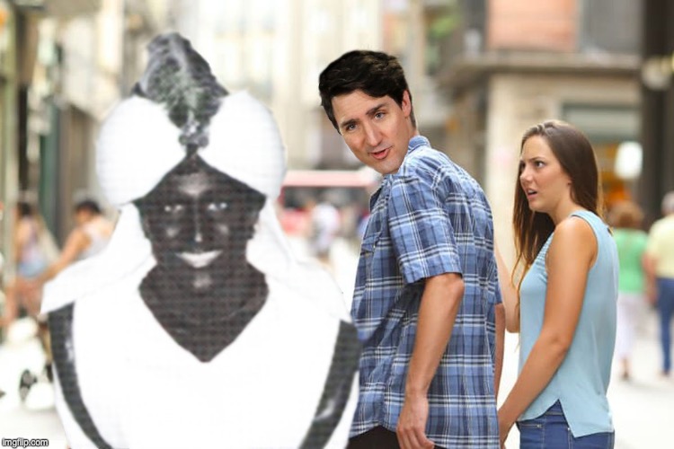 Justin Trudeau blackface distracted boyfriend meme | image tagged in distracted boyfriend meme,blackface,justin trudeau | made w/ Imgflip meme maker