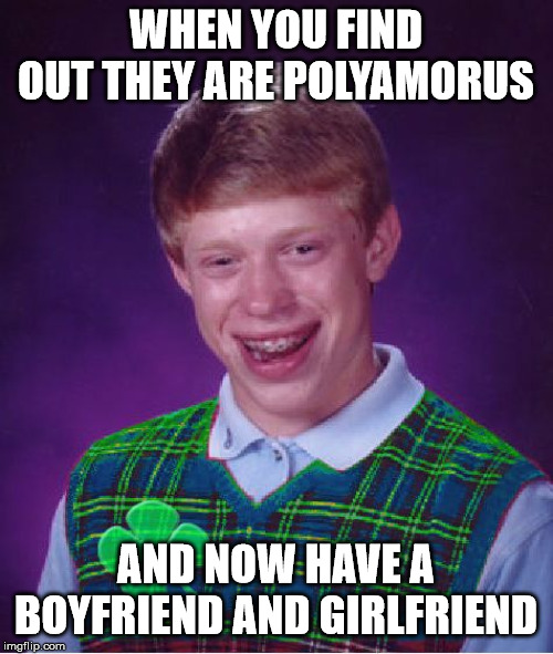 good luck brian | WHEN YOU FIND OUT THEY ARE POLYAMORUS AND NOW HAVE A BOYFRIEND AND GIRLFRIEND | image tagged in good luck brian | made w/ Imgflip meme maker