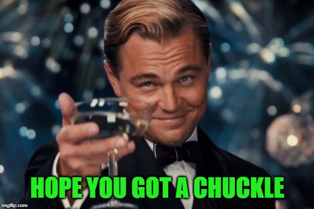 Leonardo Dicaprio Cheers Meme | HOPE YOU GOT A CHUCKLE | image tagged in memes,leonardo dicaprio cheers | made w/ Imgflip meme maker