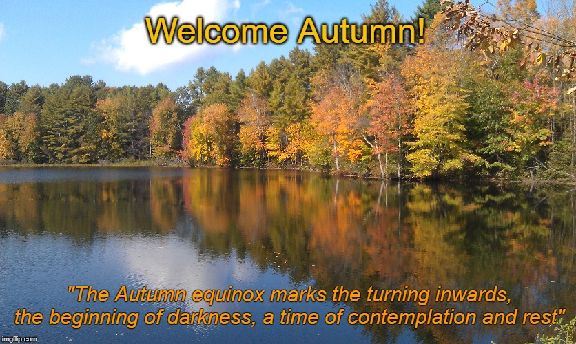 Welcome Autumn! "The Autumn equinox marks the turning inwards, the beginning of darkness, a time of contemplation and rest" | image tagged in autumn leaves | made w/ Imgflip meme maker
