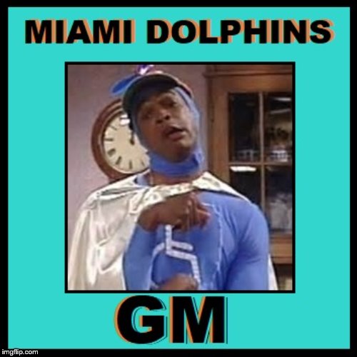 GM HANDI MAN | image tagged in miami dolphins | made w/ Imgflip meme maker
