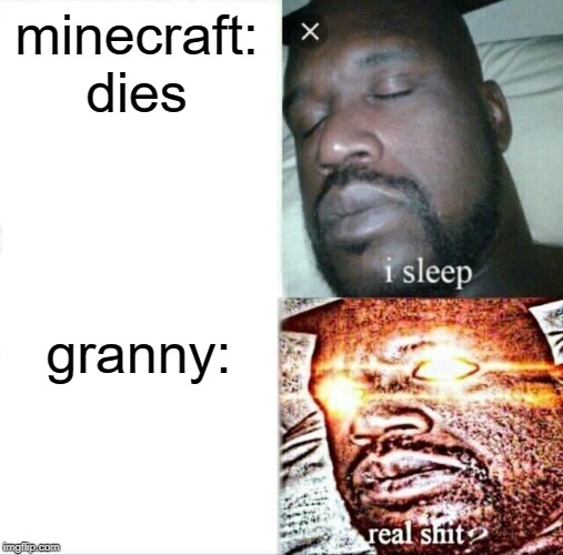 Sleeping Shaq | minecraft: dies; granny: | image tagged in memes,sleeping shaq | made w/ Imgflip meme maker