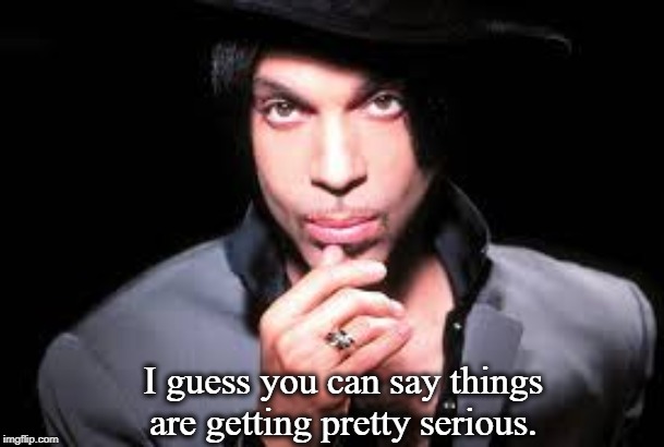 I guess you can say things are getting pretty serious. | image tagged in prince,so i guess you can say things are getting pretty serious,things are getting serious | made w/ Imgflip meme maker