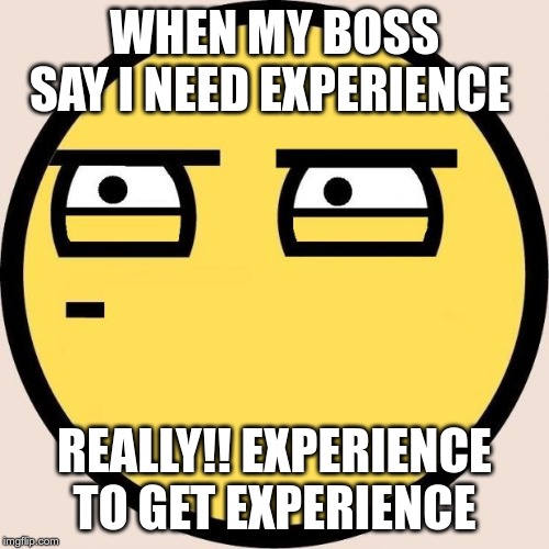 Random, Useless Fact of the Day | WHEN MY BOSS SAY I NEED EXPERIENCE; REALLY!! EXPERIENCE TO GET EXPERIENCE | image tagged in random useless fact of the day | made w/ Imgflip meme maker