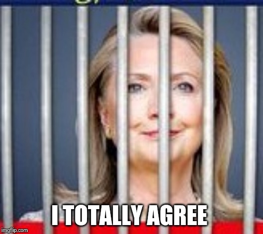 Hillary prison | I TOTALLY AGREE | image tagged in hillary prison | made w/ Imgflip meme maker