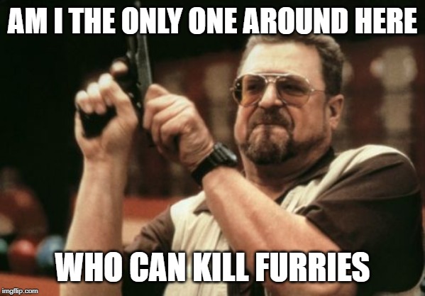 Am I The Only One Around Here Meme | AM I THE ONLY ONE AROUND HERE; WHO CAN KILL FURRIES | image tagged in memes,am i the only one around here | made w/ Imgflip meme maker
