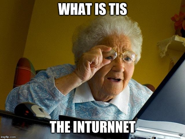 Grandma Finds The Internet | WHAT IS TIS; THE INTURNNET | image tagged in memes,grandma finds the internet | made w/ Imgflip meme maker