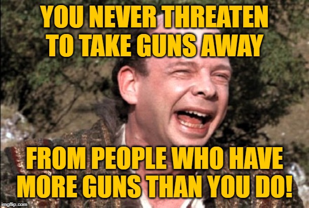 Beto's Blunder | YOU NEVER THREATEN TO TAKE GUNS AWAY; FROM PEOPLE WHO HAVE MORE GUNS THAN YOU DO! | image tagged in princess bride sicilian,gun rights,2a,gun control,liberal logic,lol so funny | made w/ Imgflip meme maker