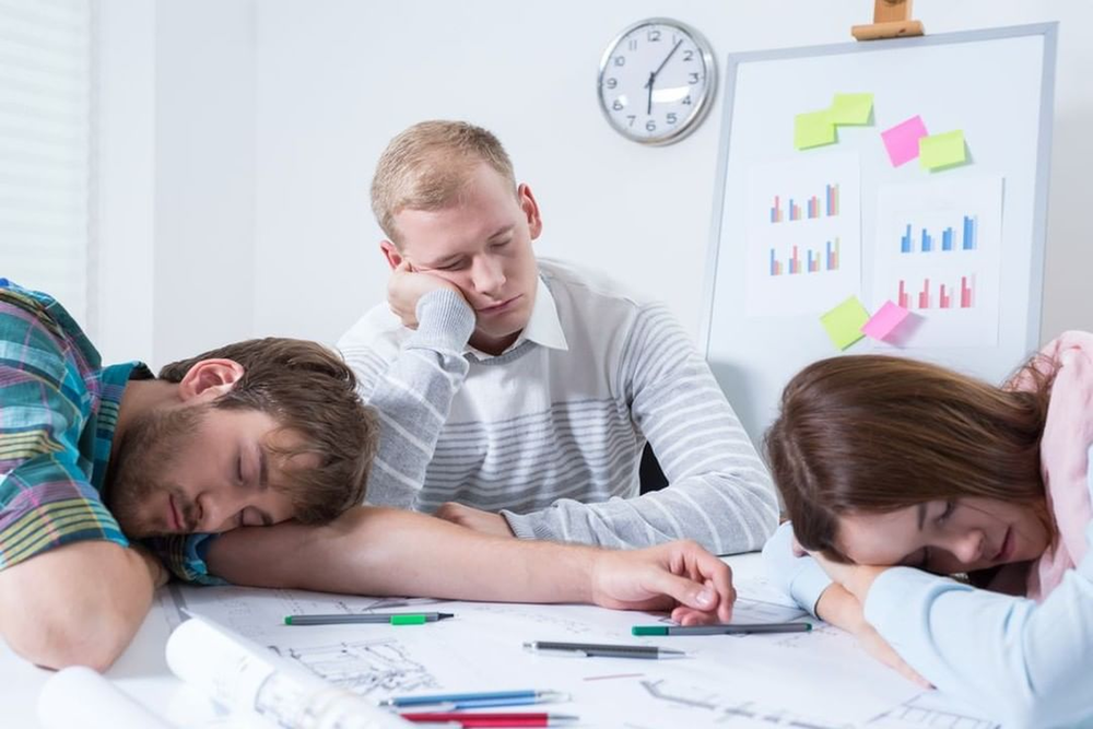 High Quality workers tired sleeping in office Blank Meme Template