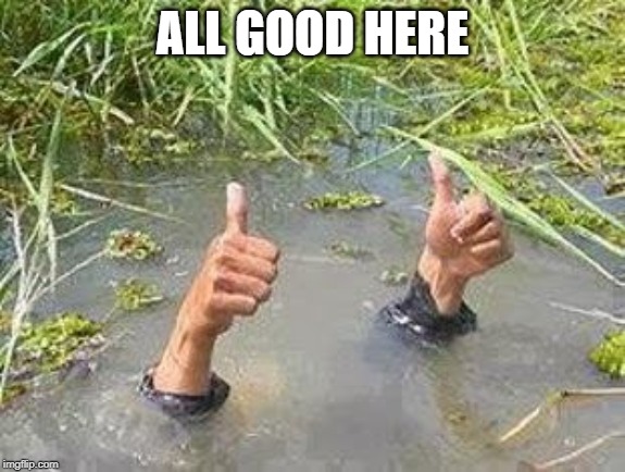 FLOODING THUMBS UP | ALL GOOD HERE | image tagged in flooding thumbs up | made w/ Imgflip meme maker
