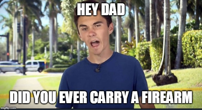 David Hogg | HEY DAD; DID YOU EVER CARRY A FIREARM | image tagged in david hogg | made w/ Imgflip meme maker