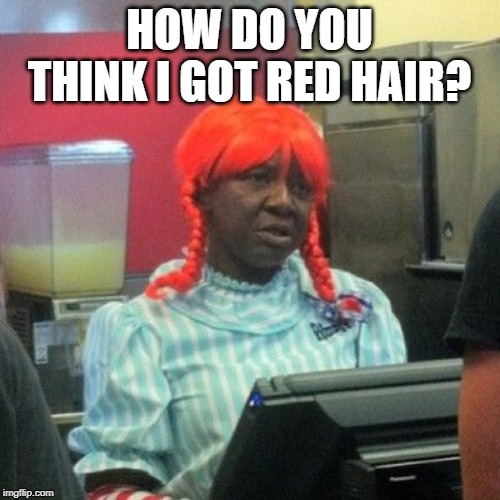 wendys | HOW DO YOU THINK I GOT RED HAIR? | image tagged in wendys | made w/ Imgflip meme maker