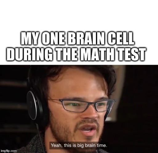 Yeah, this is big brain time | MY ONE BRAIN CELL DURING THE MATH TEST | image tagged in yeah this is big brain time | made w/ Imgflip meme maker