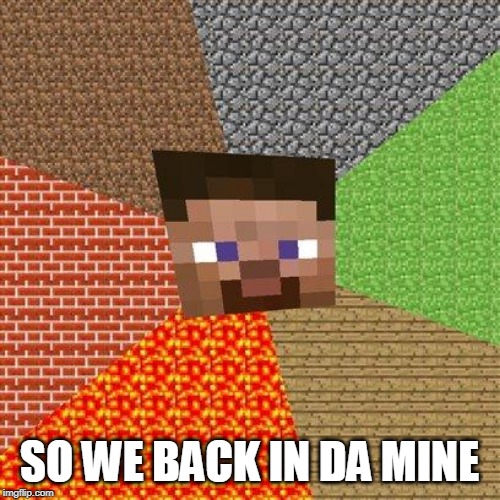 Minecraft Steve | SO WE BACK IN DA MINE | image tagged in minecraft steve | made w/ Imgflip meme maker