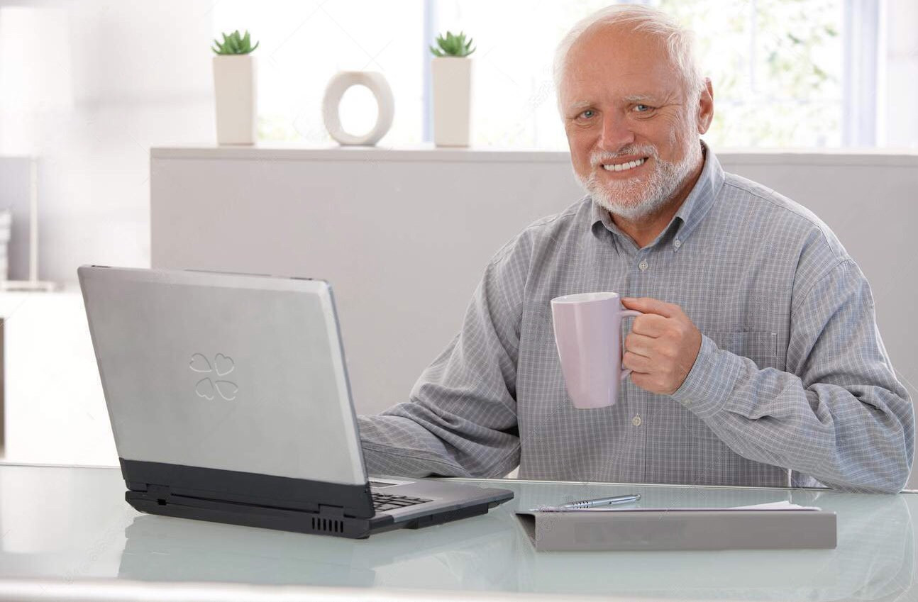 Old man computer coffee meme Blank Template Imgflip