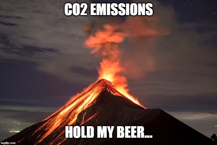CO2 Emissions Hold My Beer ... | CO2 EMISSIONS; HOLD MY BEER... | image tagged in co2,emissions,climate change lie,hold my beer,climate hoax,carbon credit scam | made w/ Imgflip meme maker