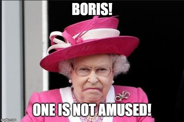 The Queen is Not Happy | BORIS! ONE IS NOT AMUSED! | image tagged in the queen is not happy | made w/ Imgflip meme maker