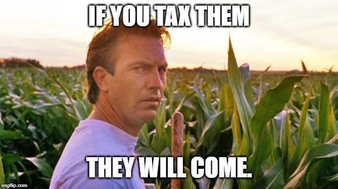 field of dreams | IF YOU TAX THEM THEY WILL COME. | image tagged in field of dreams | made w/ Imgflip meme maker