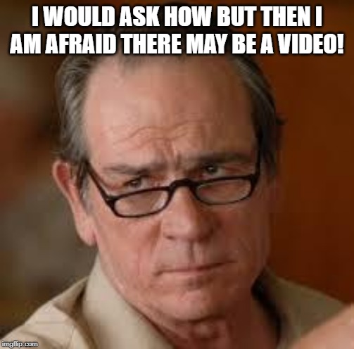 my face when someone asks a stupid question | I WOULD ASK HOW BUT THEN I AM AFRAID THERE MAY BE A VIDEO! | image tagged in my face when someone asks a stupid question | made w/ Imgflip meme maker