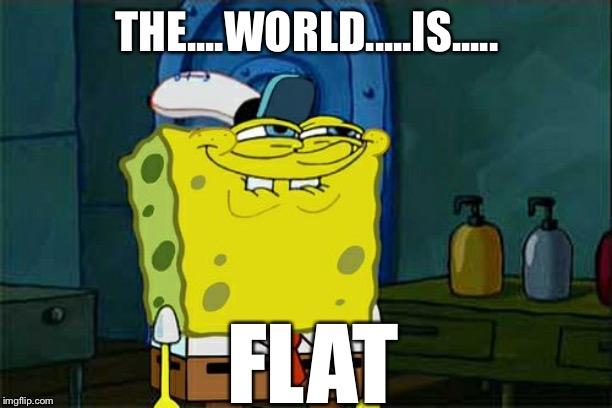 Don't You Squidward Meme | THE....WORLD.....IS..... FLAT | image tagged in memes,dont you squidward | made w/ Imgflip meme maker