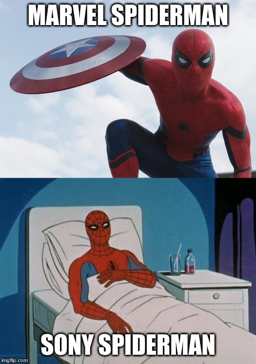 MARVEL SPIDERMAN; SONY SPIDERMAN | image tagged in memes,spiderman hospital | made w/ Imgflip meme maker