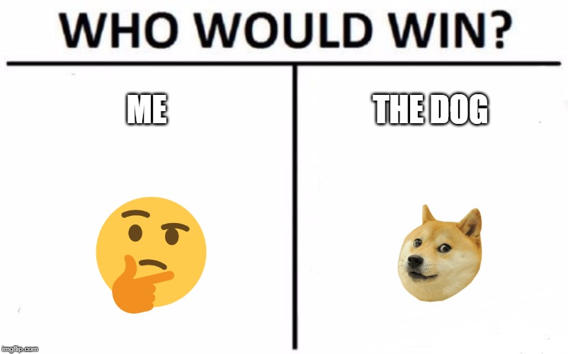 Who Would Win? | ME; THE DOG | image tagged in memes,who would win | made w/ Imgflip meme maker