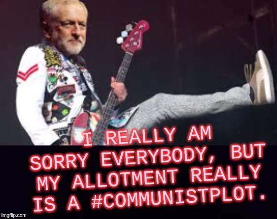 I REALLY AM SORRY EVERYBODY, BUT MY ALLOTMENT REALLY IS A #COMMUNISTPLOT. | image tagged in jeremy corbyn,corbyn's labour party,labour party,labour lies,the great awakening,uk | made w/ Imgflip meme maker