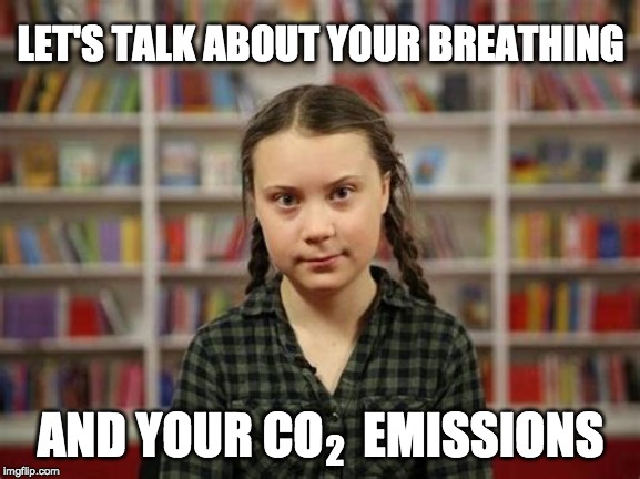 I said, Zero Emission! | LET'S TALK ABOUT YOUR BREATHING; 2; AND YOUR CO    EMISSIONS | image tagged in greta thunberg,climate change | made w/ Imgflip meme maker