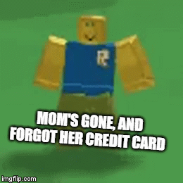 robux wanter | MOM'S GONE, AND FORGOT HER CREDIT CARD | image tagged in gifs | made w/ Imgflip video-to-gif maker