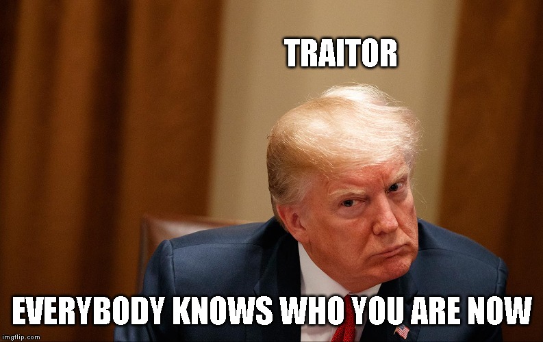 Traitor in Chief | TRAITOR; EVERYBODY KNOWS WHO YOU ARE NOW | image tagged in impeach trump | made w/ Imgflip meme maker