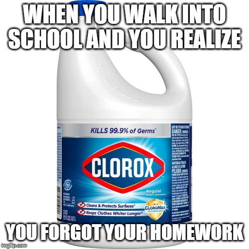 Yummy Bleach | WHEN YOU WALK INTO SCHOOL AND YOU REALIZE; YOU FORGOT YOUR HOMEWORK | image tagged in bleach,funny | made w/ Imgflip meme maker